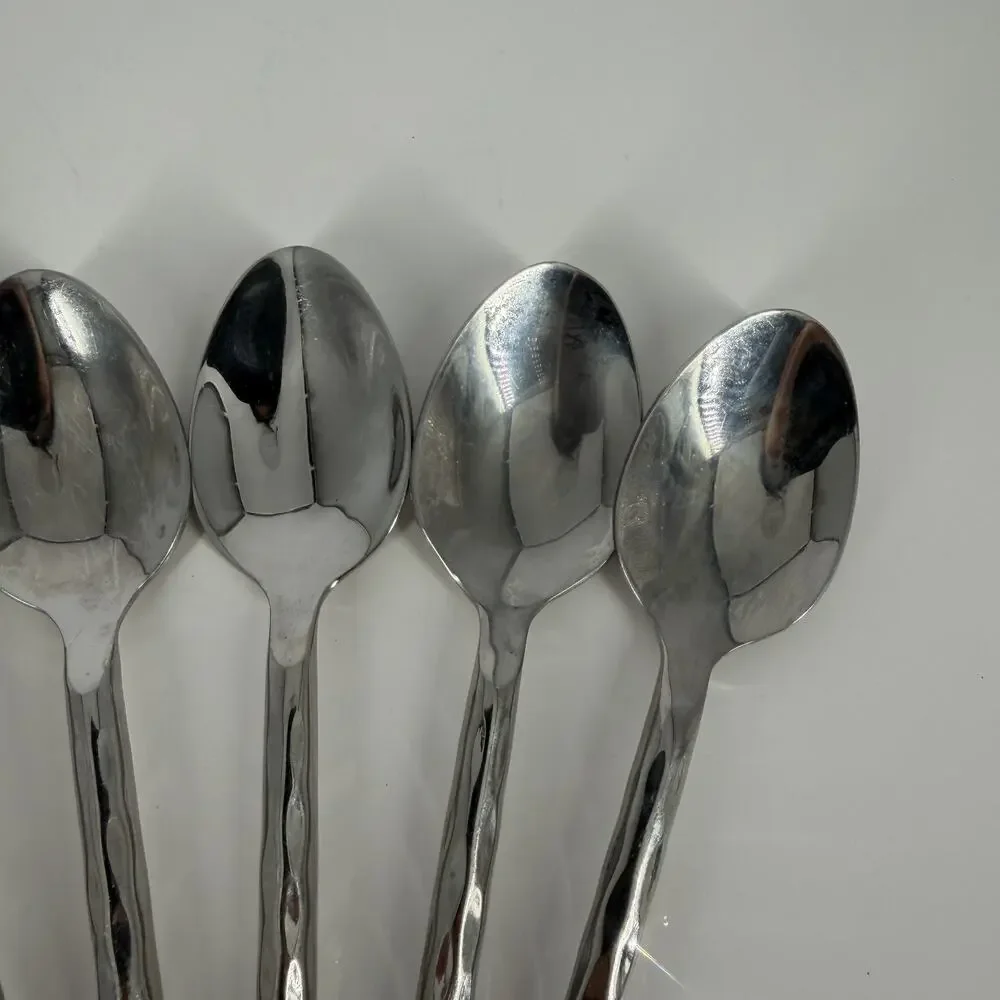 4+2X Spoons Pier One PII16 4 Teaspoons 2 Table Hammered Glossy 18/8 Stainless